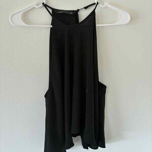 Zara Women's Black High Neck Flowy Cami Top